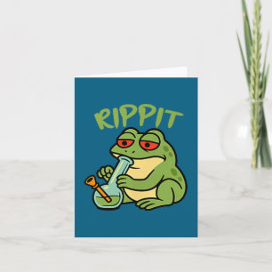 Funny Rippit Stoner Frog Smoking Stoner Card