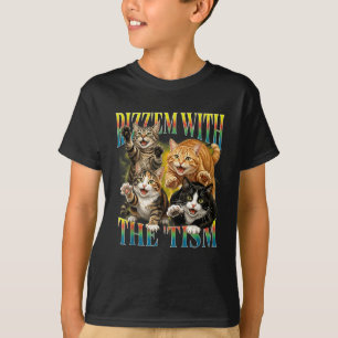 Funny Rizz Em with The Tism Retro Cat Meme T-Shirt