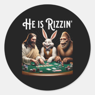 Funny Rizz He Is Rizzin Jesus  Classic Round Sticker