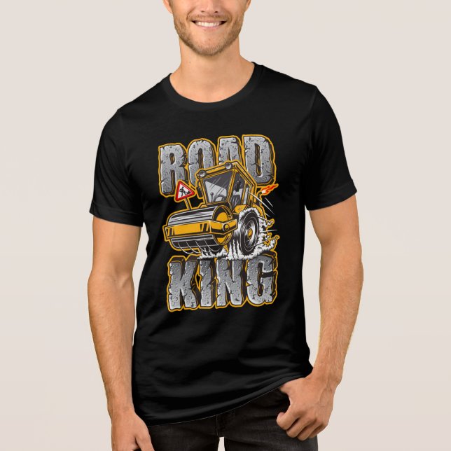 Funny Road King Construction Compactor Operator Tri-Blend Shirt (Front)
