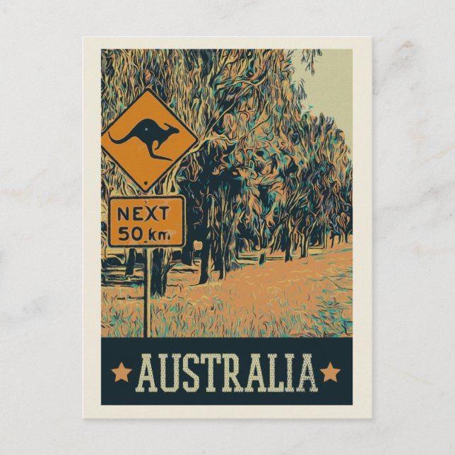 Funny road sign, beware of kangaroos! postcard (Front)
