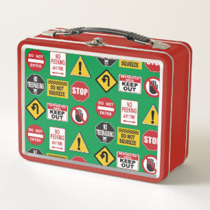 Funny Road Signs Stop Do Not Enter Warnings Metal Lunch Box