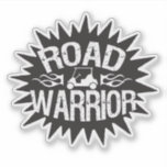 Funny Road Warrior Golf Cart Biker Style<br><div class="desc">Funny golf cart sticker with Road Warrior in a grunge font and a golf cart icon with flames.</div>