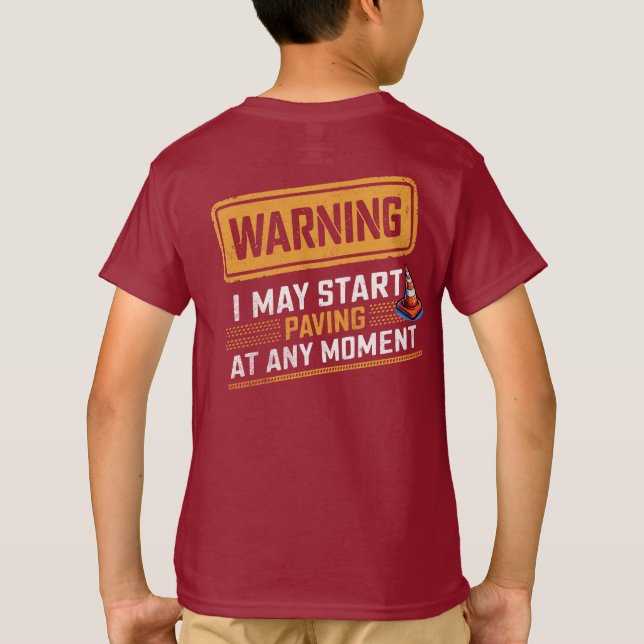 Funny Road Work Warning Sign Construction Humour T-Shirt (Back)