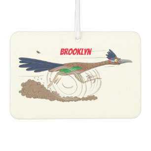 Funny roadrunner bird cartoon illustration air freshener