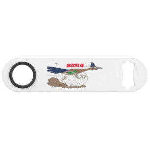 Funny roadrunner bird cartoon illustration bar key