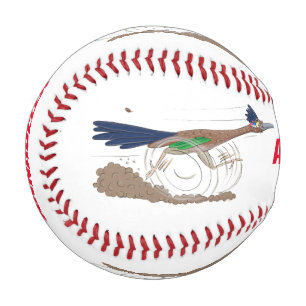 Funny roadrunner bird cartoon illustration baseball