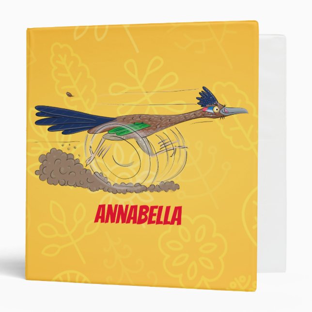 Funny roadrunner bird cartoon illustration binder (Front/Inside)