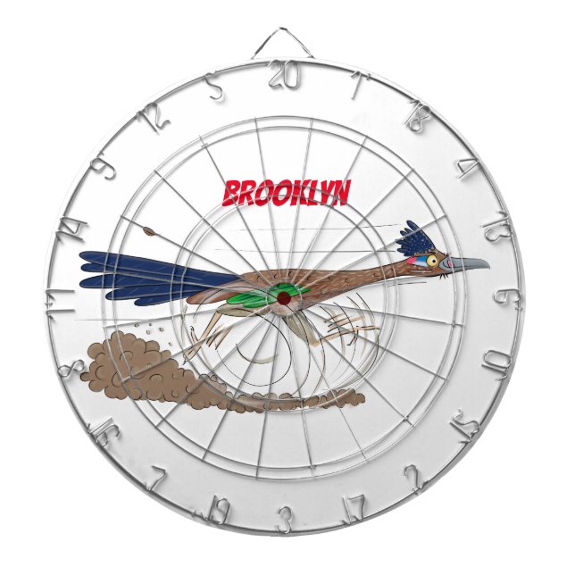 Funny roadrunner bird cartoon illustration dartboard (Front)