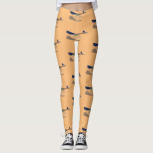 Funny roadrunner bird cartoon illustration leggings