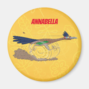 Funny roadrunner bird cartoon illustration magnet