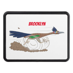 Funny roadrunner bird cartoon illustration trailer hitch cover