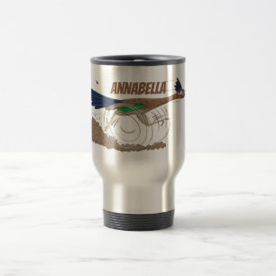 Funny roadrunner bird cartoon illustration travel mug