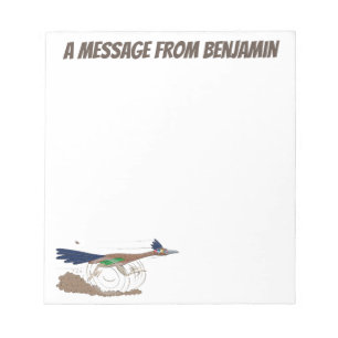 Funny roadrunner desert bird cartoon illustration notepad