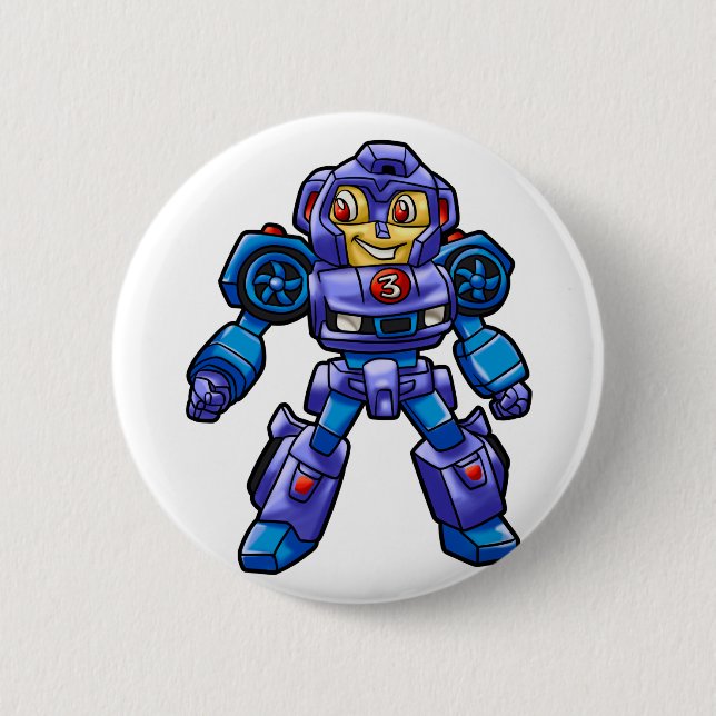 Funny robot cartoon | Robot car |Choose back colou 2 Inch Round Button (Front)