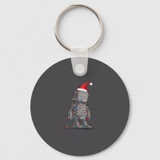 Funny Robot Christmas Graphics Lights Lover Long S Keychain (Front)