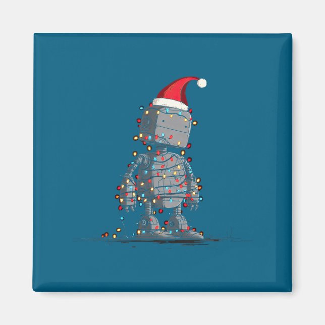 Funny Robot Christmas Graphics Lights Lover Long S Magnet (Front)