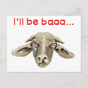 Funny Robot Cyborg Goat Sci-fi Film Parody Humour Postcard