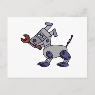 Funny Robot Dog with Wrench Postcard