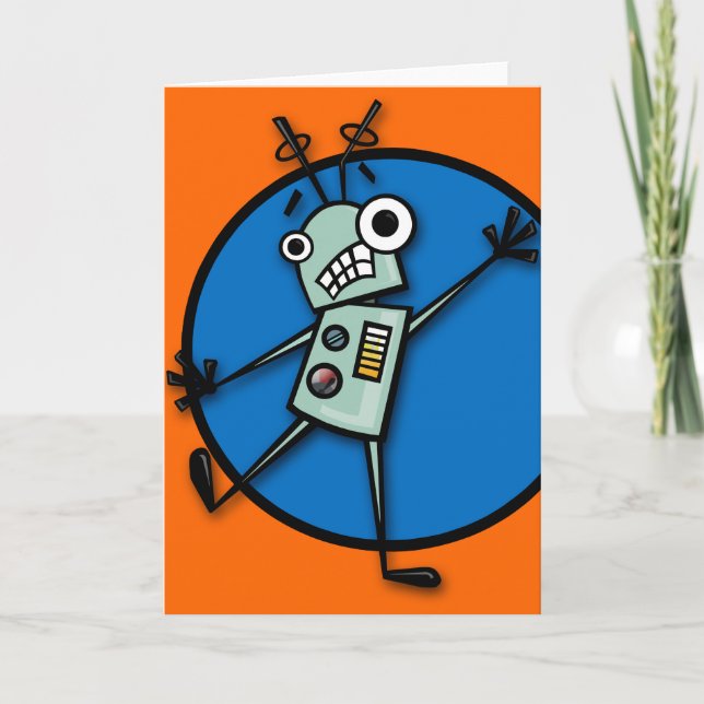 FUNNY ROBOT INTERRUPTED GREETING CARD (Front)