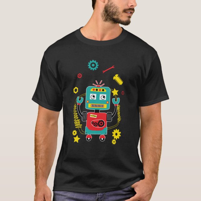 Funny Robot Juggling Tools Robots T-Shirt (Front)