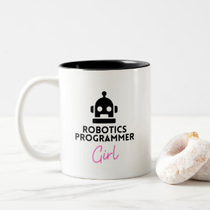 funny Robotics Programmer Girl Two-Tone Coffee Mug