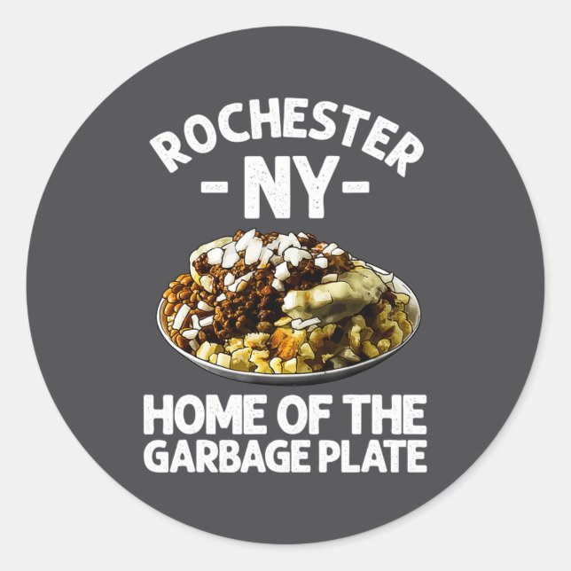Funny Rochester Ny Garbage Plate Gift Cool New Yor Classic Round Sticker (Front)
