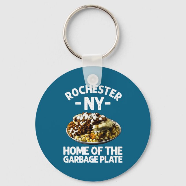 Funny Rochester Ny Garbage Plate Gift Cool New Yor Keychain (Front)