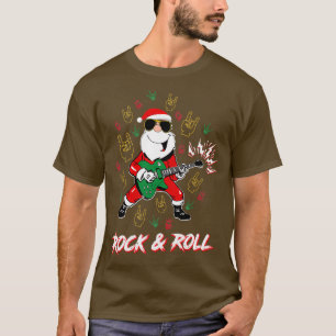 Funny Rock And Roll Santa Awesome Cool Christmas C T-Shirt