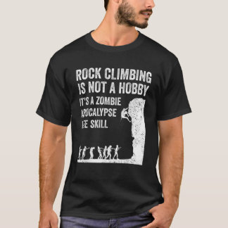Funny Rock Climber Gift For Men Women Cool Zombie  T-Shirt
