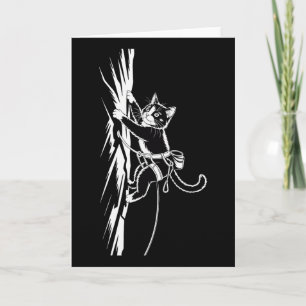 Funny Rock Climbing Cat Lover Indoor Adventure Hum Card