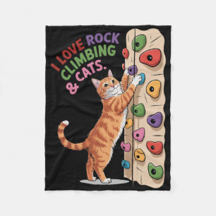 Funny Rock Climbing Cat Lover Indoor Adventure Hum Fleece Blanket