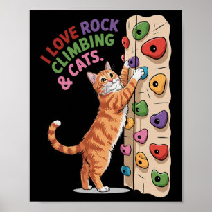 Funny Rock Climbing Cat Lover Indoor Adventure Hum Poster