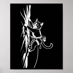 Funny Rock Climbing Cat Lover Indoor Adventure Hum Poster