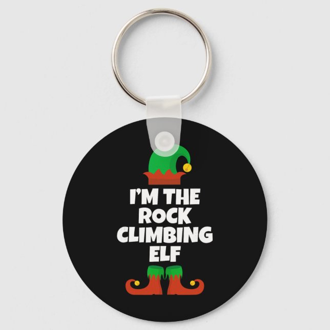 Funny Rock Climbing Elf Christmas Xmas Climber  Keychain (Front)