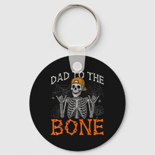 Funny Rock Dad To The Bone Skeleton Halloween Cost Keychain