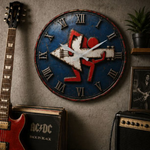 Funny Rock Guitar Vintage Guitar Player Large Clock
