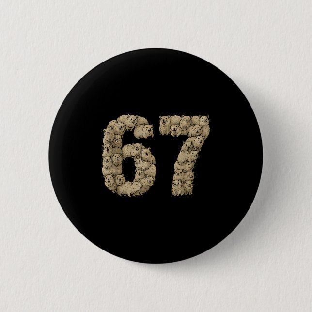 Funny Rock Hyrax Awawa 6 7 Meme Six Seven Love  2 Inch Round Button (Front)