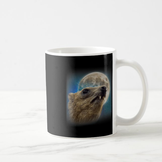 Funny Rock Hyrax With The Moon Meme  Coffee Mug (Right)