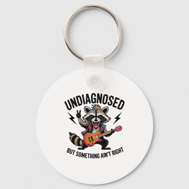 Funny Rocking Racoon  Keychain (Front)