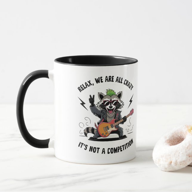 Funny Rocking Racoon Mug (With Donut)