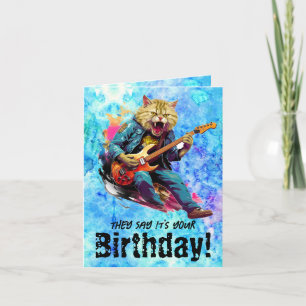 Funny Rockstar Chat Anniversaire Carte de voeux pl