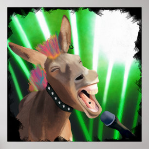 Funny Rockstar Donkey Poster