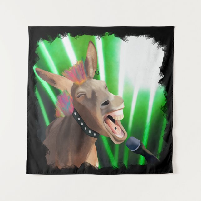 Funny Rockstar Donkey Tapestry (Front)