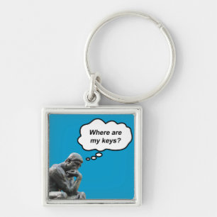Funny Rodin's Thinker Statue - Where Are My Keys? Keychain