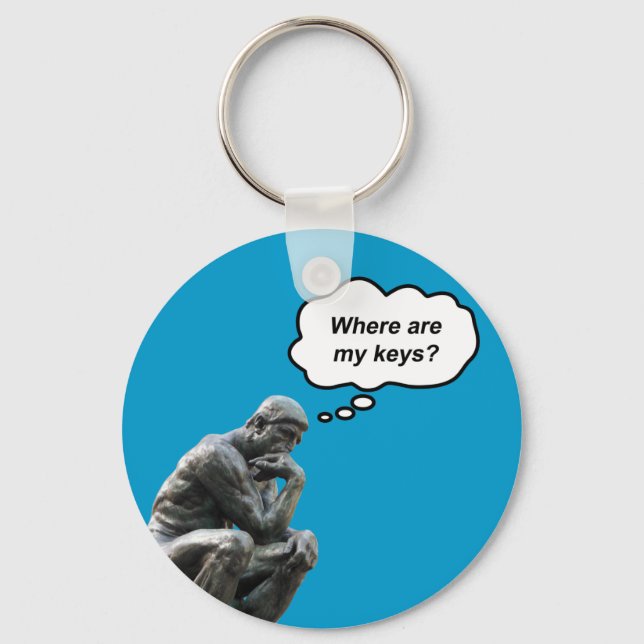Funny Rodin's Thinker Statue - Where Are My Keys? Keychain (Front)