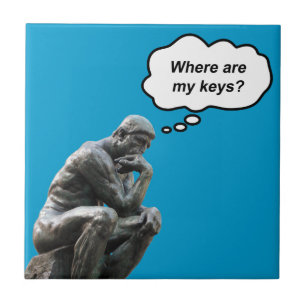 Funny Rodin's Thinker Statue - Where Are My Keys? Tile