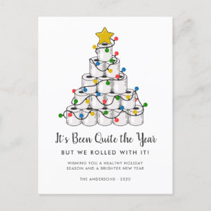 Funny Rolled With It Toilet Paper Christmas Tree Holiday Postcard