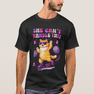 Funny Roller Skating Cute Cat Vibes T-Shirt Graphi