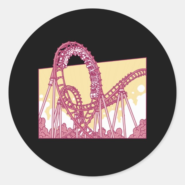 Funny Rollercoaster Amusement Park Gift Classic Round Sticker (Front)